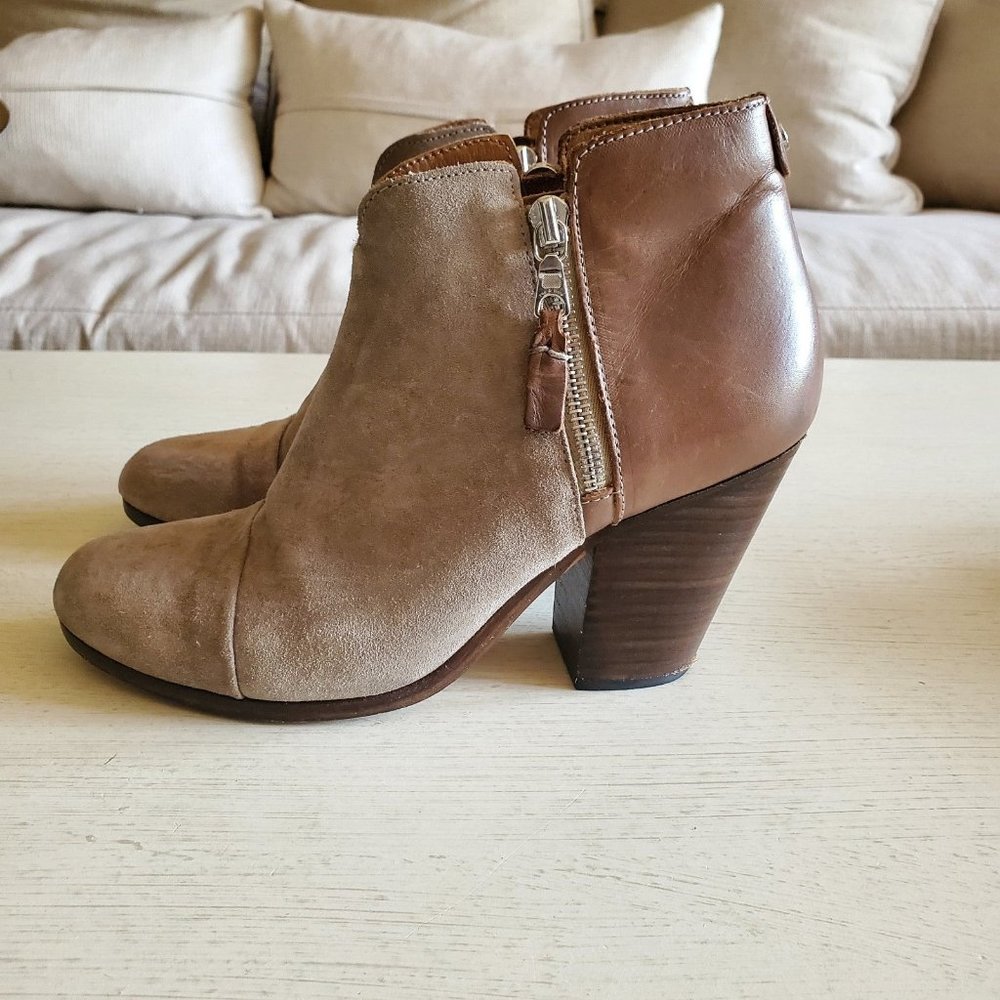 Rag & bone Taupe Suede/Leather Double Zip Ankle boots 39/8.5-9
